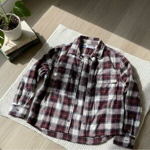 Old Navy Women's Plaid Blouse - Burgundy, White, Black